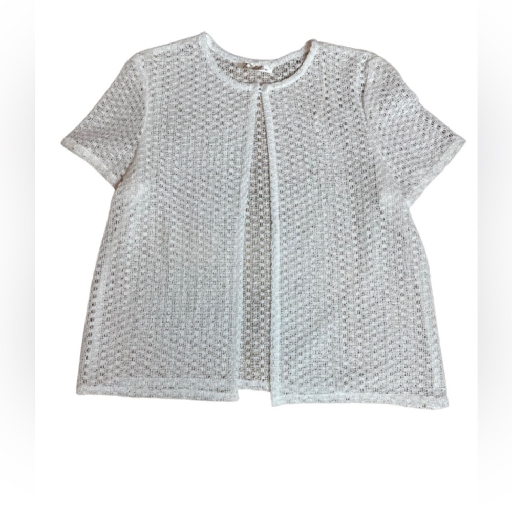 VINTAGE one button white cardigan, large
